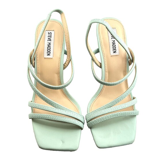 NIB STEVE MADDEN Women's 9 Next Mint Green Strappy Heeled Sandals Stiletto Vegan - Picture 5 of 10